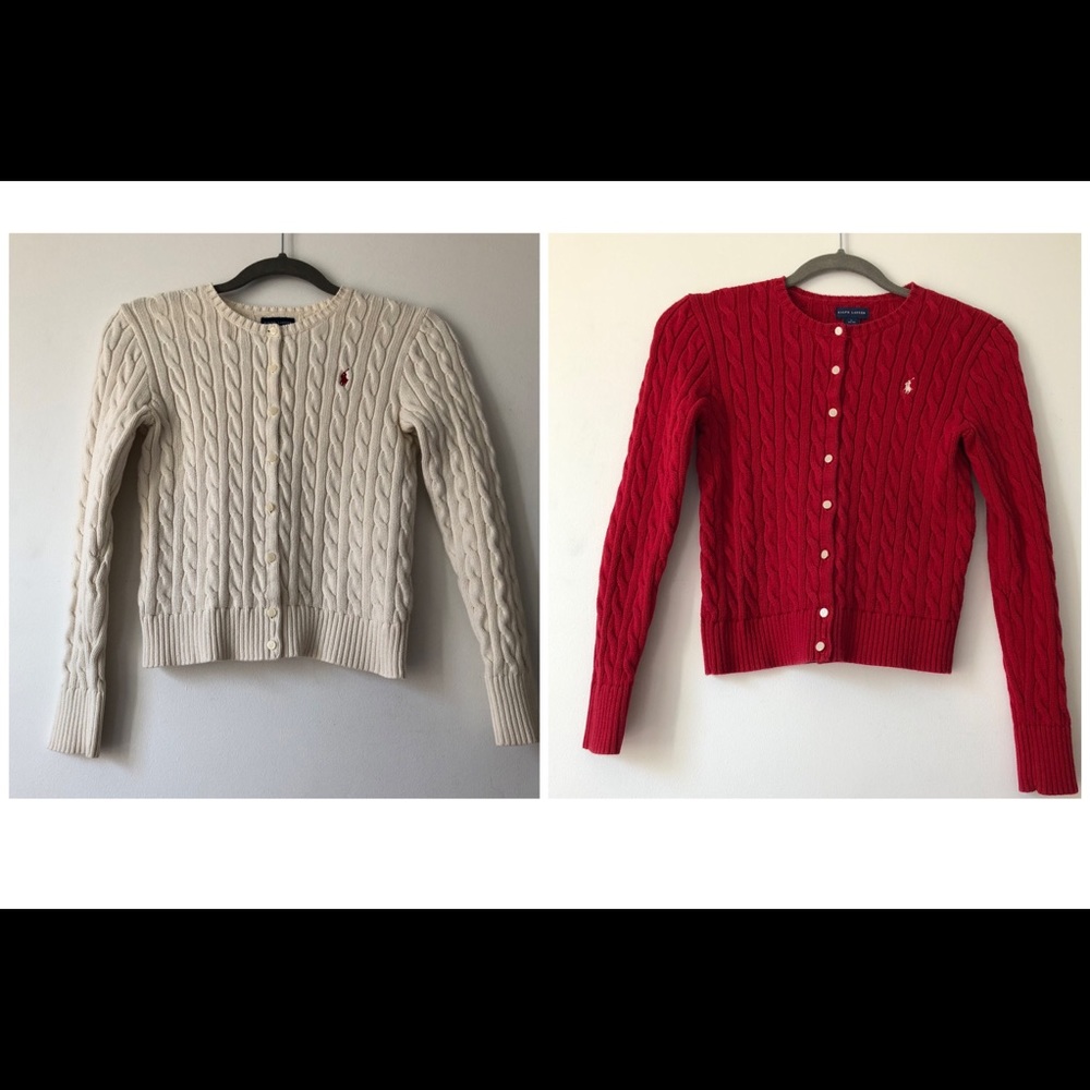 Two Girl Ralph Laurent Polo Cable Cardigans